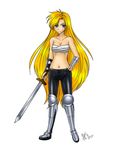  armor blonde_hair blue_eyes janne_d&#039;arc janne_d'arc leather leather_pants long_hair neo_geo pants sword weapon world_heroes 