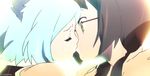  2girls animated animated_gif glasses isone_kotoha kiss multiple_girls nanami_ao yozakura_quartet yuri 
