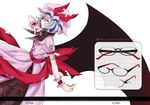  bat_wings bespectacled blue_hair glasses hat nabeshima_tetsuhiro red_eyes remilia_scarlet short_hair smile solo touhou wings wrist_cuffs 