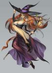  1girl bare_shoulders breasts cleavage dragon&#039;s_crown hat huge_breasts long_hair orange_hair purple_eyes sorceress_(dragon&#039;s_crown) tagme witch_hat 