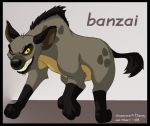  2008 banzai black_border black_nose black_tail border brown_fur character_name disney feral fur grin hyaenid kati-kopa looking_at_viewer male mammal simple_background smile solo spotted_hyena the_lion_king yellow_sclera 