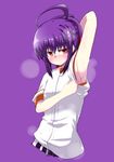  ahoge armpits jikkyou_powerful_pro_yakyuu kaname_nagi purple_hair red_eyes rokudou_hijiri smell sweat tagme 