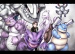  bad_id bad_pixiv_id blastoise crossover gen_1_pokemon gen_2_pokemon highres imizu_(nitro_unknown)_(character) magneton matori_yoshika mewtwo nidoking pokemon pokemon_(creature) real_life_insert steelix 