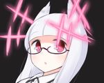  :o bangs black_background blunt_bangs blush dress_shirt glasses head_wings heidimarie_w_schnaufer hirschgeweih_antennas long_hair open_mouth pink_eyes seedflare shirt simple_background solo strike_witches upper_body white_hair world_witches_series 