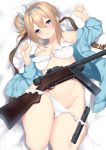  bikini cleavage girls_frontline gun nebu_soku open_shirt panty_pull suomi_kp31_(girls_frontline) swimsuits 