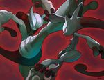  blue_eyes gen_1_pokemon mega_mewtwo_x mega_mewtwo_y mewtwo niking no_humans pokemon pokemon_(creature) red_background red_eyes 