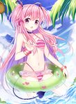  absurdres angel_beats! bikini choker collar gendo0032 highleg highleg_bikini highleg_swimsuit highres innertube long_hair looking_at_viewer navel open_mouth pink_eyes pink_hair solo swimsuit yui_(angel_beats!) 