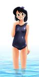  blush kumi_(new_crown) new_crown one-piece_swimsuit school_swimsuit solo swimsuit wading water wet 