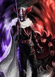  apollo_geist cape dead_pepper helmet highres kamen_rider kamen_rider_x_(series) male_focus shield solo sword weapon 