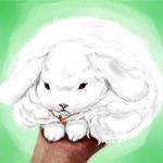  angora_rabbit bunny carrot in_palm inaba_tewi inaba_tewi_(bunny) itsuku out_of_frame realistic solo_focus touhou 