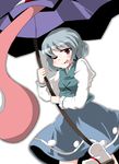  ;p bad_id bad_pixiv_id blue_eyes fa_no_hito highres karakasa_obake one_eye_closed purple_umbrella red_eyes short_hair solo tatara_kogasa tongue tongue_out touhou umbrella 