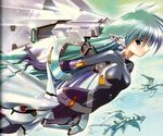  bodysuit dengeki_hime green_eyes green_hair komatsu_eiji long_hair pilot_suit solo 