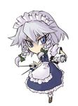  apron bad_id bad_pixiv_id blue_eyes bow braid chibi headdress izayoi_sakuya knife maid nagihito ribbon short_hair silver_hair solo touhou twin_braids 