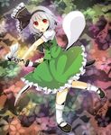  bad_id bad_pixiv_id floral_background ghost hairband hitodama katana konpaku_youmu konpaku_youmu_(ghost) mary_janes red_eyes sheath shoes short_hair silver_hair solo sword touhou unsheathing weapon zawameki 