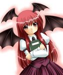  book head_wings kagura_chitose koakuma long_hair red_eyes red_hair smile solo touhou wings 