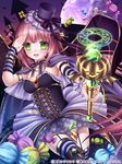  :d brown_hair candy cape food green_eyes halloween hat holding looking_at_viewer mini_hat mini_top_hat official_art open_mouth original seiten_ragnarok shitou short_hair smile solo top_hat wand 