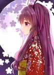  ahoge character_request copyright_request from_side gendo0032 japanese_clothes kimono long_hair purple_eyes purple_hair solo 