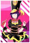  bangs black_hair boku_no_hero_academia boots breasts c-string cosplay gradient gradient_background groin hat highres jakuzure_nonon jakuzure_nonon_(cosplay) jirou_kyouka kill_la_kill panchu panties pantyshot shako_cap short_hair small_breasts smile solo symphony_regalia thigh_boots thighhighs thighs underwear 