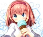  alice_margatroid bad_id bad_pixiv_id blonde_hair blue_eyes capelet cone food hairband ice_cream ice_cream_cone oimo_(imoyoukan) ribbon short_hair solo touhou 