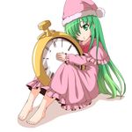  green_eyes green_hair hat kazami_yuuka kazami_yuuka_(pc-98) long_hair nightcap nightgown smile solo stopwatch touhou touhou_(pc-98) utakata_(azaka00) watch 