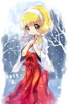  2015 alternate_costume alternate_hairstyle blonde_hair blush bow hair_bow hairband hakama japanese_clothes kise_yayoi long_hair miko peacemaker777 precure red_hakama smile smile_precure! solo twintails white_hairband yellow_eyes 