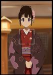  b_(papiopine) chitanda_eru flower hair_flower hair_ornament hyouka japanese_clothes kimono long_hair purple_eyes standing viewfinder 