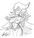  1girl bigdead93 breasts eyes_closed kill_la_kill kiryuuin_ragyou milf monochrome smile 