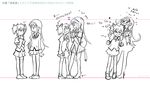  &gt;_&lt; 2girls akemi_homura angry blush bow clenched_hands closed_eyes directional_arrow flying_sweatdrops greyscale hair_ribbon hairband hands_up headbutt height_chart height_difference high_heels kaname_madoka long_hair looking_at_another magical_girl mahou_shoujo_madoka_magica mahou_shoujo_madoka_magica_movie monochrome motion_lines multiple_girls pleated_skirt ribbon school_uniform short_twintails silverxp sketch skirt standing sweat thighhighs tiptoes translation_request twintails twitter_username wavy_mouth x) zettai_ryouiki 
