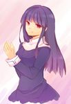  asagami_fujino bad_id bad_pixiv_id bangs blunt_bangs dress kara_no_kyoukai otowaya purple_hair red_eyes school_uniform solo 