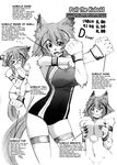  1girl blush breasts cleavage fangs furry inui_takemaru looking_at_viewer monochrome monster_girl monster_musume_no_iru_nichijou polt sweat swimsuit translated wide_hips 