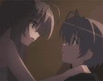  1boy 1girl animated animated_gif bedroom brother_and_sister female hug incest kasugano_haruka kasugano_sora kiss lowres siblings silver_hair twincest twins yosuga_no_sora 