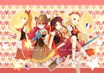  american_flag arm_warmers blonde_hair blue_eyes boots bow brown_eyes brown_hair brown_skirt cowboy_hat cure_art cure_continental earrings flower french_flag fringe_trim hair_bow hair_flower hair_ornament happinesscharge_precure! hat heart heart_background hiragi_rin jewelry knee_boots long_hair magical_girl md5_mismatch multiple_girls pink_bow pink_skirt precure profile red_eyes red_hair red_haired_cure_(bomber_girls_precure)_(happinesscharge_precure!) red_skirt ringlets short_hair skirt smile spanish_flag star thighhighs twintails union_jack unknown_brown-haired_cure_(happinesscharge_precure!) white_footwear white_legwear white_skirt 