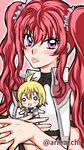  :p angelise_ikaruga_misurugi antenna_hair armlet bare_shoulders blonde_hair blush chibi close-up cross_ange doll face hilda_(cross_ange) long_hair looking_at_viewer o_o outstretched_arms red_hair scrunchie short_hair solo tanemura_arina tongue tongue_out twintails vest wavy_hair 