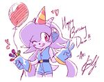  ;p akiyoku bad_id bad_twitter_id balloon candy cone dragon eyelashes food freedom_planet gloves happy_birthday hat heart horns lollipop one_eye_closed sash_lilac solo tail tongue tongue_out 