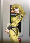  ass blonde_hair blue_eyes bodysuit envelope long_hair manila_envelope military military_uniform mori_yuki pork_(fordfairlane) solo uchuu_senkan_yamato uchuu_senkan_yamato_2199 uniform 