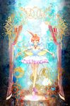  ahiru ahoge ballerina ballet_slippers bare_shoulders bracelet closed_eyes crown frills highres jewelry magical_girl multicolored_hair necklace pose princess_tutu princess_tutu_(character) puffy_sleeves short_hair skirt smile solo suitsugu tutu white_hair wings 