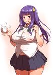  :q blush bowl breasts covered_nipples crescent crescent_hair_ornament hair_ornament large_breasts long_hair navel nbo patchouli_knowledge plump purple_eyes purple_hair rice_bowl sketch skirt solo thighs tongue tongue_out touhou 