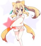  blonde_hair blue_eyes blush gen_3_pokemon jirachi legendary_pokemon long_hair nakamura_sandayo open_mouth personification pokemon simple_background solo white_background 