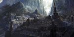  artist_name building cityscape cloud cloudy_sky commentary_request crowd day fantasy mountain multiple_others noba outdoors pixiv_fantasia pixiv_fantasia_last_saga scenery sky stairs statue tower very_wide_shot 