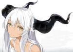  camisole from_above horns long_hair looking_at_viewer miruto_netsuki original simple_background solo white_background white_hair yellow_eyes 