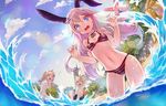  2girls :o ;d ;o ahoge animal_ears armpits arms_up aura_kingdom bangs beach bikini black_bikini blue_eyes blush bow braid breasts brother_and_sister bunny_ears cesela choker clenched_hands cloud cross day fisheye gem gretel_(aura_kingdom) hair_ornament hair_ribbon hansel_(aura_kingdom) highres jumping lens_flare long_hair looking_at_viewer male_swimwear multiple_girls navel one_eye_closed open_mouth outdoors parted_bangs red_bikini ribbon ribbon_choker rock shennai_misha short_hair siblings side-tie_bikini silver_hair sky small_breasts smile sparkle splashing standing striped striped_bikini striped_swimsuit swim_trunks swimsuit swimwear tree twin_braids wading water white_bikini windmill 