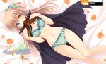  absurdres blue_eyes book bow bow_bra bow_panties bra breasts brown_hair cape cleavage flower green_bra green_panties heterochromia highres kokuyou_ran lying medium_breasts on_back panties polka_dot polka_dot_bra polka_dot_panties rose solo sora_tobu_hitsuji_to_manatsu_no_hana takano_yuki_(allegro_mistic) underwear underwear_only yellow_eyes 