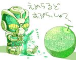  chibi food fruit hierophant_green jojo_no_kimyou_na_bouken kamiura melon no_humans slime stand_(jojo) translated younger 