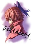  bow cape character_name hair_bow hashiro profile red_eyes red_hair sekibanki short_hair solo touhou 