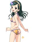  ass bikini black_hair breasts brown_eyes from_behind hairband highres idolmaster idolmaster_cinderella_girls looking_back mercy_rabbit shutou_aoi small_breasts solo swimsuit 