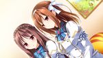  1boy 1girl blush bow bowtie brown_hair crossdressing game_cg highres kimishima_ao long_hair mitsu_king open_mouth otome_ga_kanaderu_koi_no_aria red_eyes school_uniform trap tsukahara_izumi uniform yukishiro_kotori zinno 