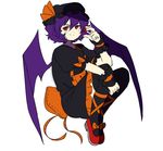  akiyoku alternate_color bat_wings bow candy food hat lollipop protected_link purple_hair red_eyes remilia_scarlet short_hair solo thighhighs touhou wings 