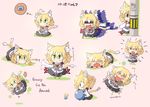  amura_(artist) animal_ears bad_id bad_pixiv_id ball blonde_hair cat_ears cat_tail chibi expressions green_eyes lolcats mizuhashi_parsee short_hair tail touhou translated 
