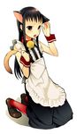  animal_ears apron bell bell_collar cat_ears collar earrings jewelry koga_norio long_hair maid male_focus narutaru otoko_no_ko pantyhose red_legwear saikawa_yusa solo 