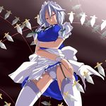  bad_id bad_pixiv_id braid breasts covered_nipples garter_belt hairband izayoi_sakuya knife large_breasts maid panties pantyshot red_eyes short_hair silver_hair solo thighhighs touhou twin_braids underwear upskirt wristband yamane_akira 